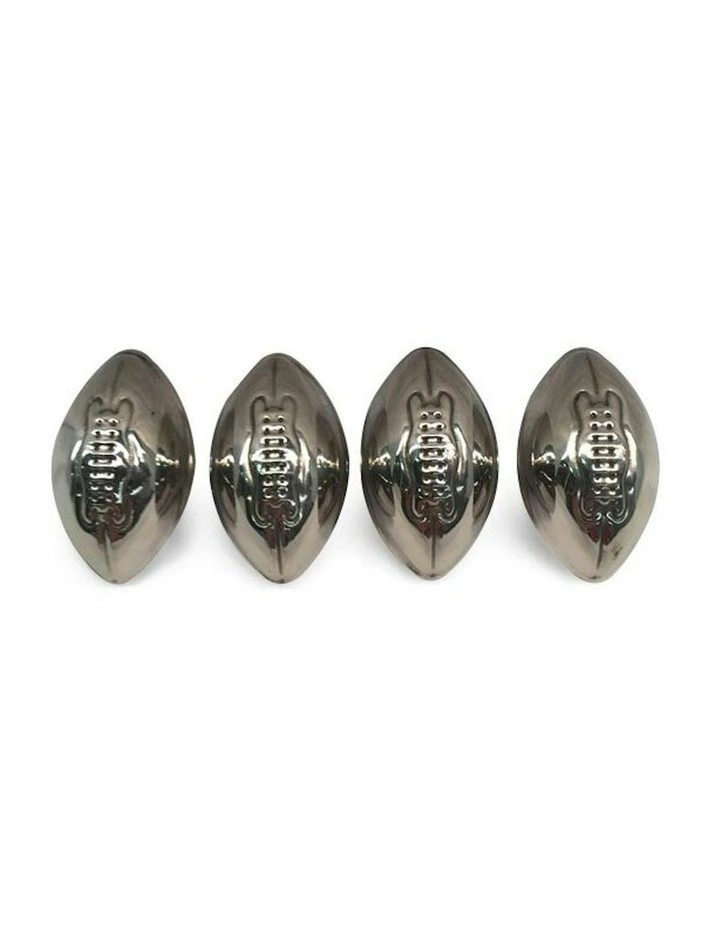 Stainless Steel Footy Reusable Ice Cubes 4 Pieces in Silver image 1
