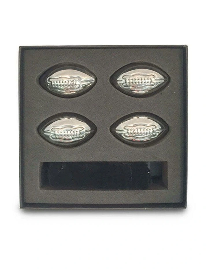 Stainless Steel Footy Reusable Ice Cubes 4 Pieces in Silver image 2