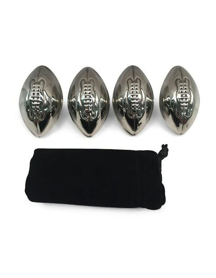 Stainless Steel Footy Reusable Ice Cubes 4 Pieces in Silver image 3