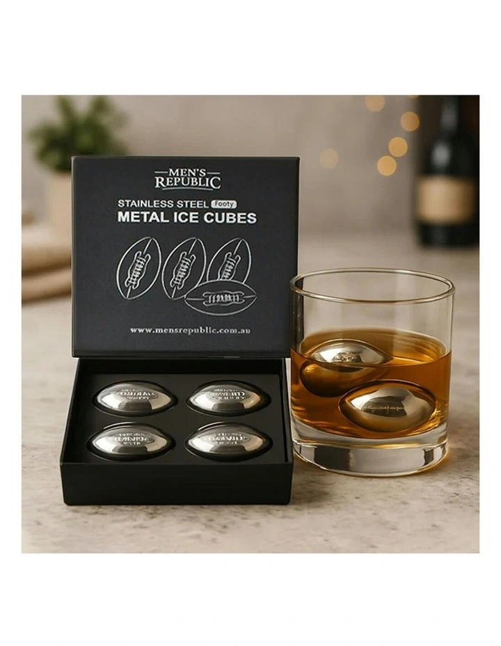 Stainless Steel Footy Reusable Ice Cubes 4 Pieces in Silver image 5
