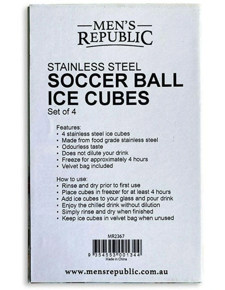 Reusable Soccer Ball Cooling Ice Cubes Set of 4 in Silver image 2