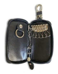 Stylish Sleek Zip Up Key Ring Holder 12cm x 6cm in Black