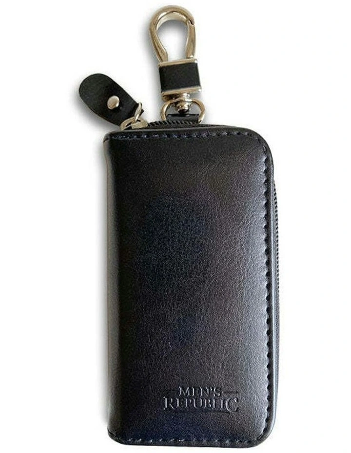 Stylish Sleek Zip Up Key Ring Holder 12cm x 6cm in Black image 3
