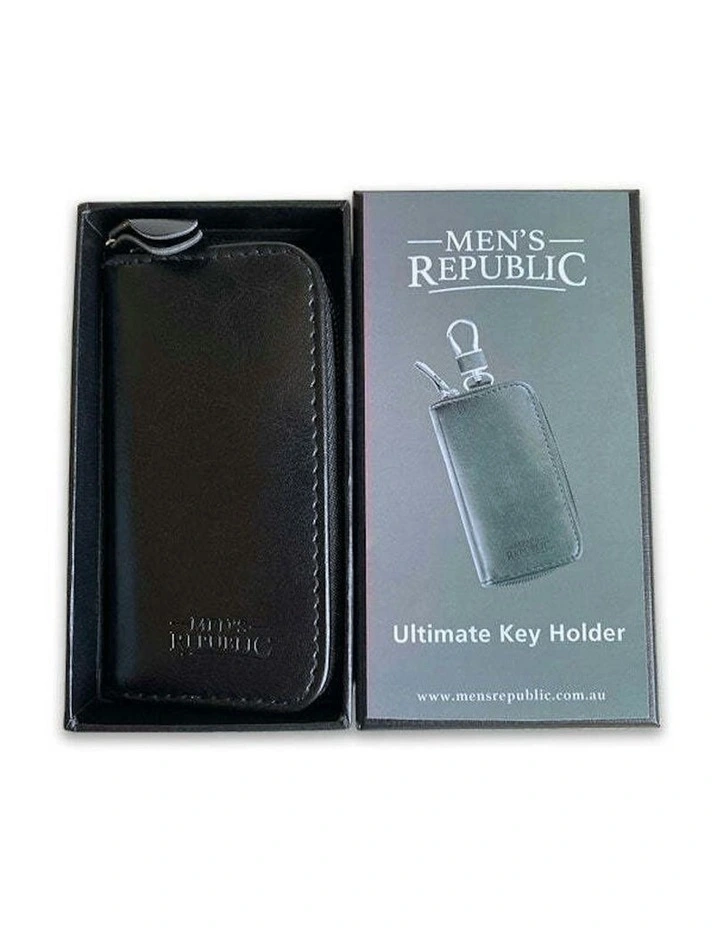 Stylish Sleek Zip Up Key Ring Holder 12cm x 6cm in Black image 4