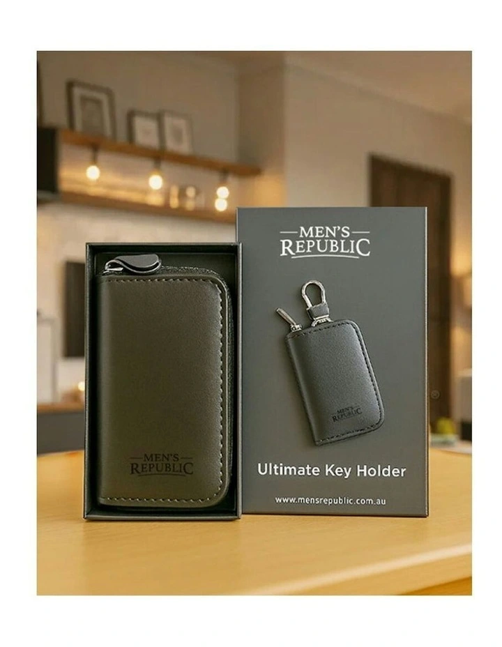 Stylish Sleek Zip Up Key Ring Holder 12cm x 6cm in Black image 5
