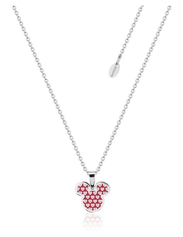 Disney Mickey Mouse Heart Stainless Steel Necklace 40cm +7cm in Silver image 1