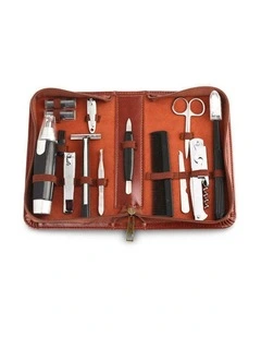 Republic Grooming Zipper Bag Portable Kit 12.5cm 12 Piece in Brown