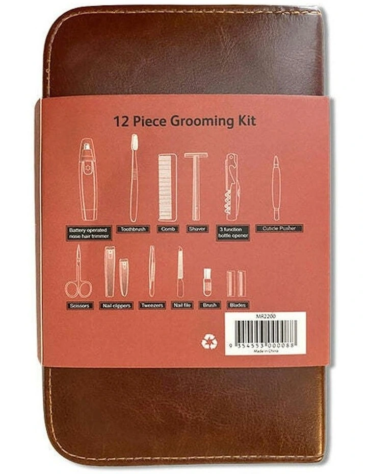Republic Grooming Zipper Bag Portable Kit 12.5cm 12 Piece in Brown image 3