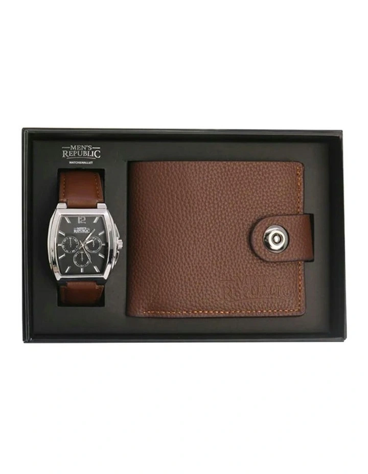 Luxurious Watch Gifting Set With Leather Wallet in Brown image 2