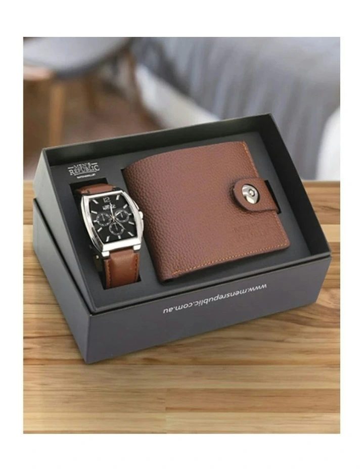 Luxurious Watch Gifting Set With Leather Wallet in Brown image 5