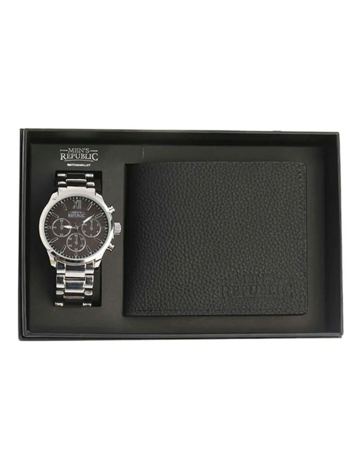 Luxurious Watch Gifting Set With Leather Wallet in Black image 2