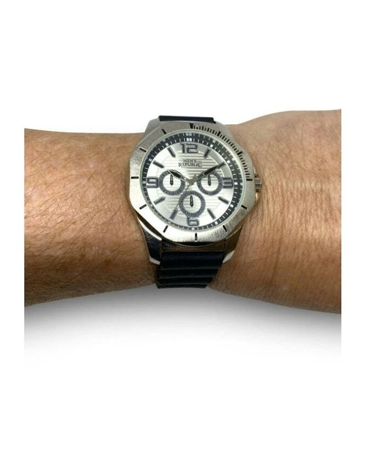 Casual Sleek Modern Watch with Pocket Knife and Bracelet Gift Set in Black image 2