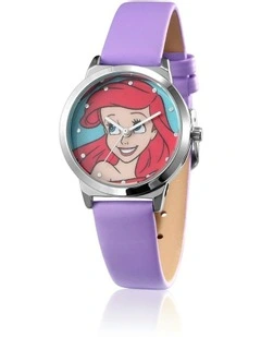 Disney The Little Mermaid Ariel Stainless Steel/Polyurethane Band Watch 29mm in Purple
