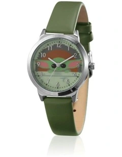 Disney Star Wars Baby Yoda Stainless Steel/Polyurethane Small Face Watch 29mm in Green