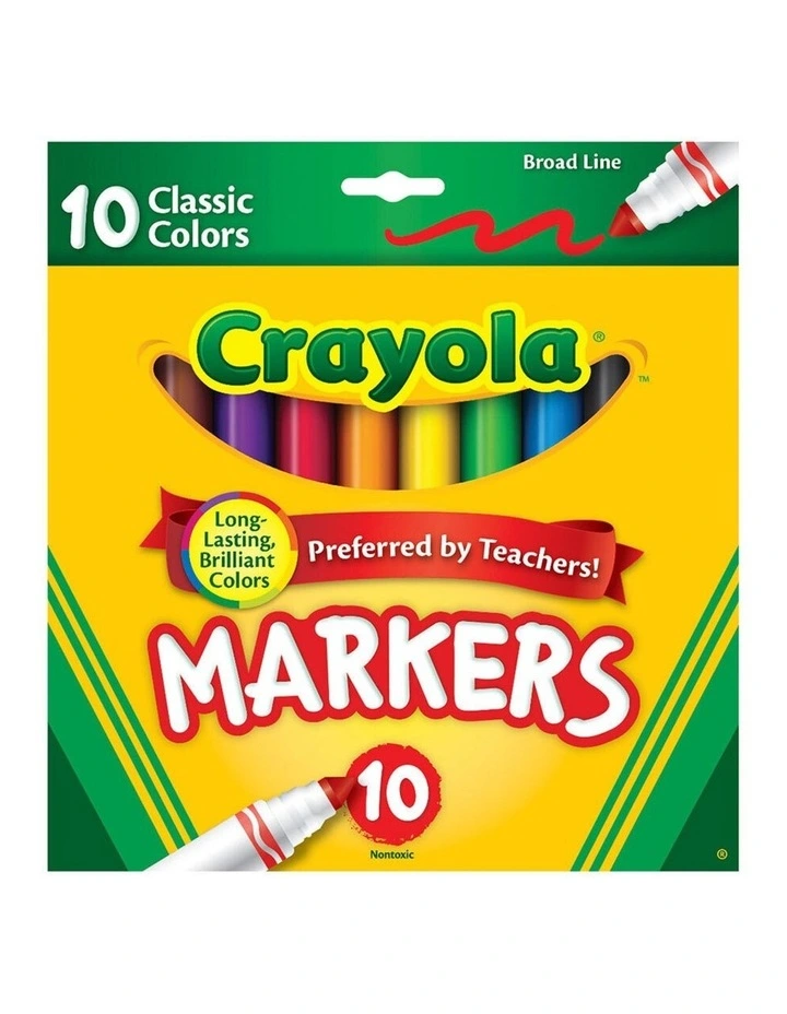 10PK Classic Broadline Markers Drawing Colouring Pen Kids 3y Art/Craft image 1