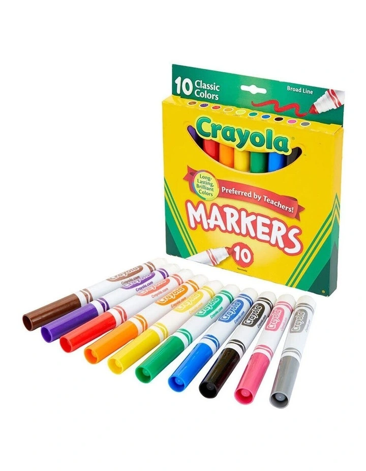 10PK Classic Broadline Markers Drawing Colouring Pen Kids 3y Art/Craft image 2