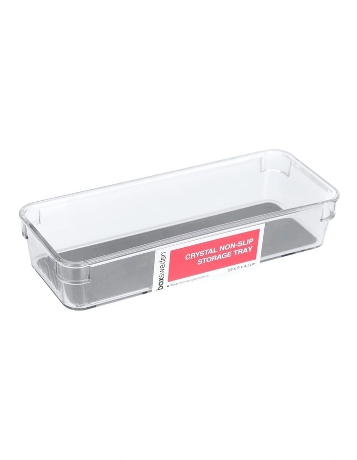 23x9cm Crystal Plastic Non Slip Storage Tray Home Kitchen Organiser image 1