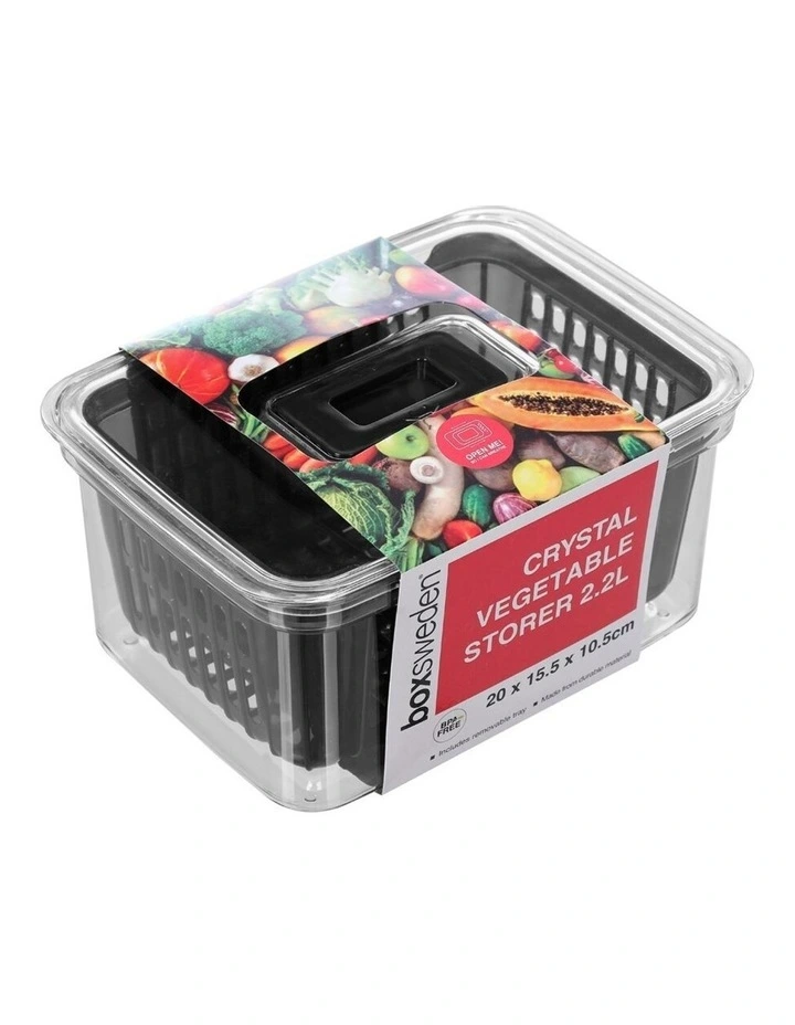 Crystal 2.2L Plastic Vegetable Storer Fridge Container Assorted image 4