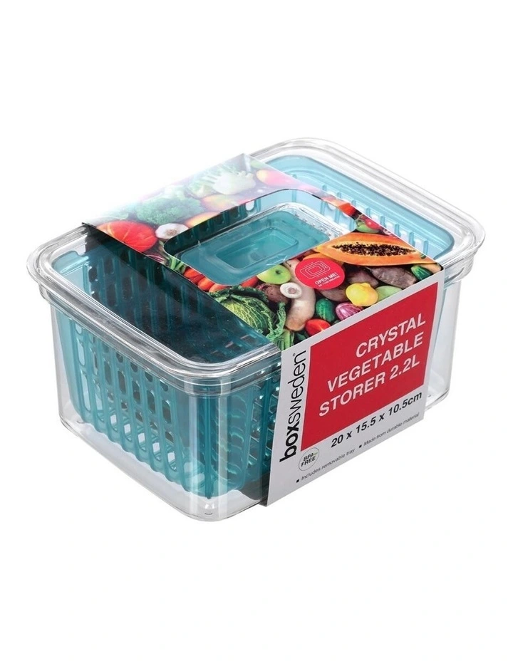 Crystal 2.2L Plastic Vegetable Storer Fridge Container Assorted image 5