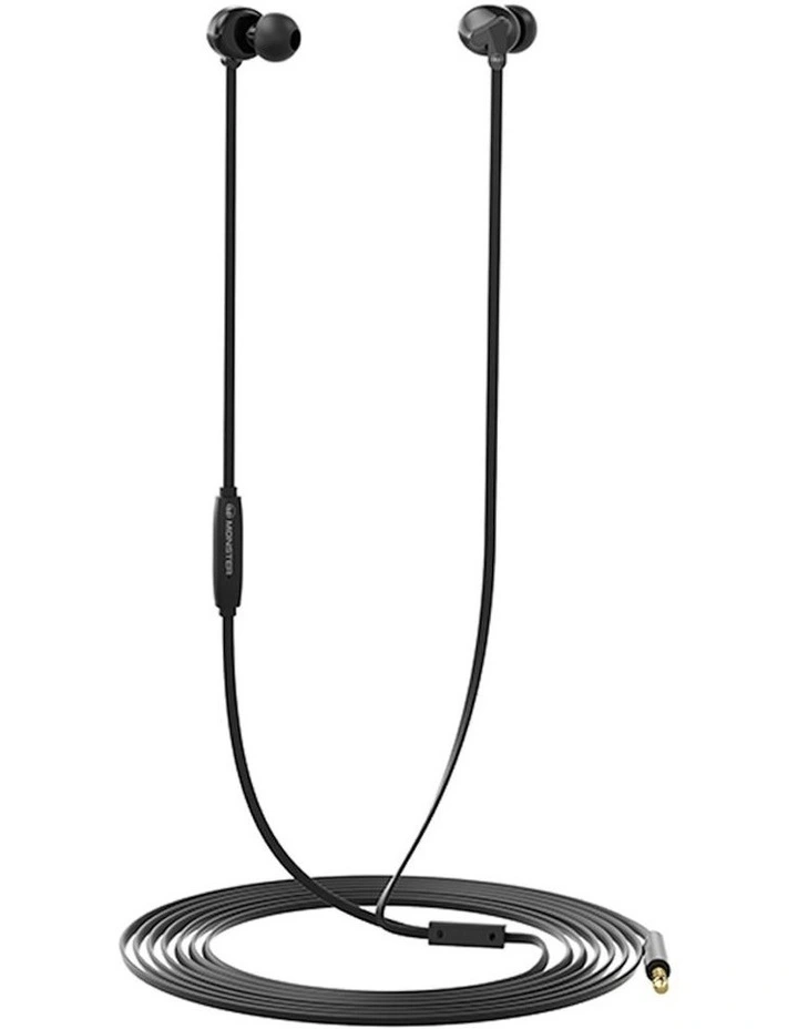 Monster Rave 1.2m V1 Wired In Ear Headphones in Black image 2