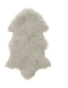 Long Wool Mongolian Sheepskin Rug in Stone