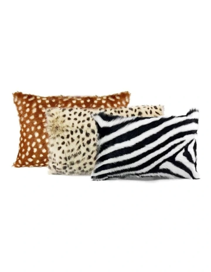 Goat Skin Cushion Cover 30x50cm in Multi image 3