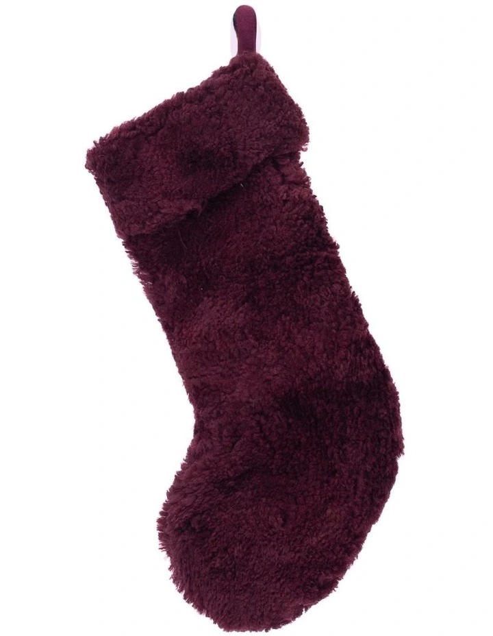 Shearling Sheepskin Christmas Stocking in Burgundy image 1