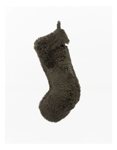 Shearling Sheepskin Christmas Stocking in Green