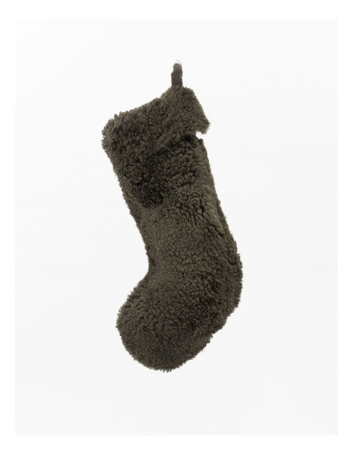 Shearling Sheepskin Christmas Stocking in Green image 1