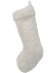 Shearling Sheepskin Christmas Stocking in Ivory