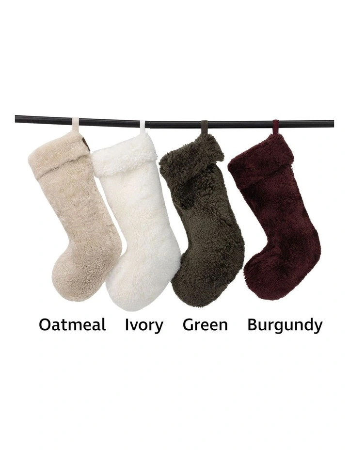 Shearling Sheepskin Christmas Stocking in Oatmeal image 2