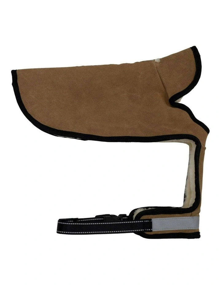 Weatherproof Dog Coat lined with Sheepskin in Tan/Natural image 3