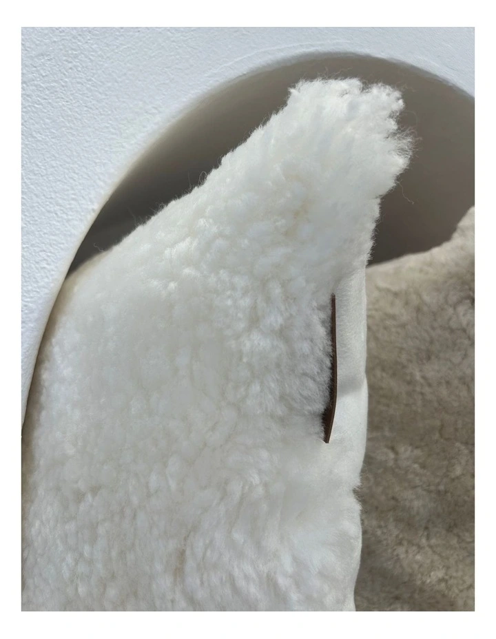 Shearling Sheepskin Cushion in Ivory image 3