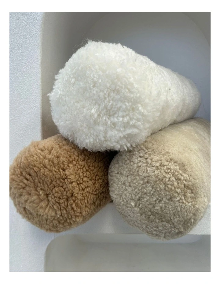 Shearling Sheepskin Cushion in Ivory image 5