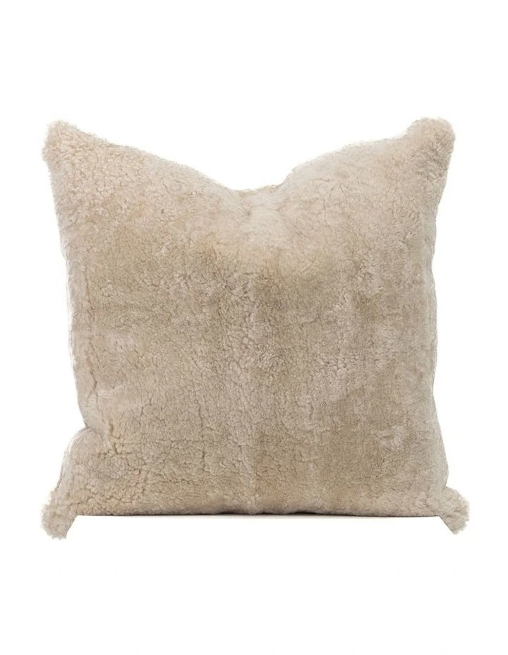Shearling Sheepskin Cushion in Stone image 1
