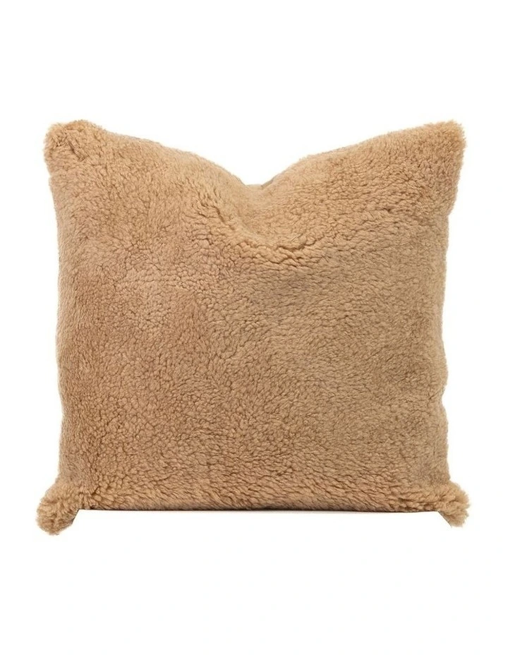 Shearling Sheepskin Cushion in Caramel image 1