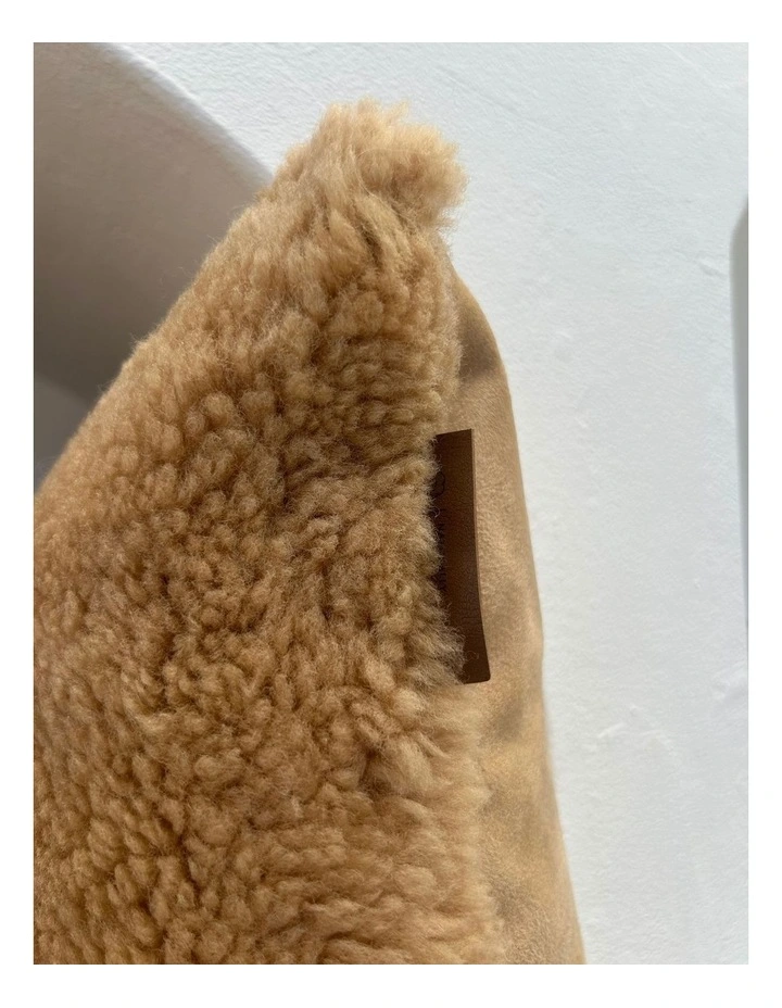 Shearling Sheepskin Cushion in Caramel image 5
