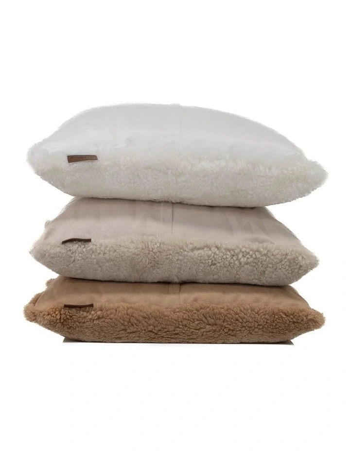 Shearling Sheepskin Cushion in Caramel image 6