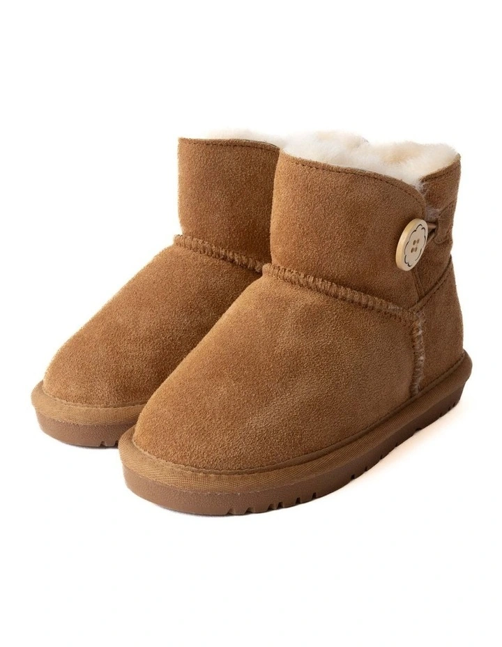 Classic Sheepskin Boot with Button Closure in Natural image 2