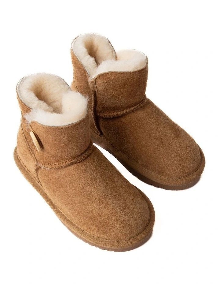 Classic Sheepskin Boot with Button Closure in Natural image 5