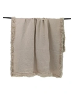 French Linen Throw Rug in Oatmeal