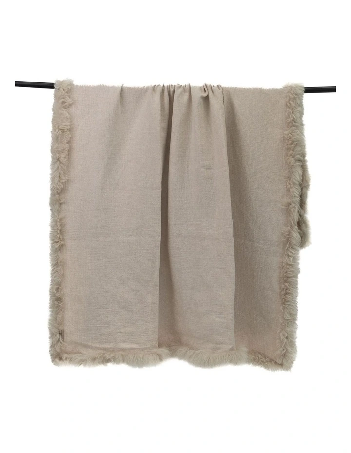 French Linen Throw Rug in Oatmeal image 1