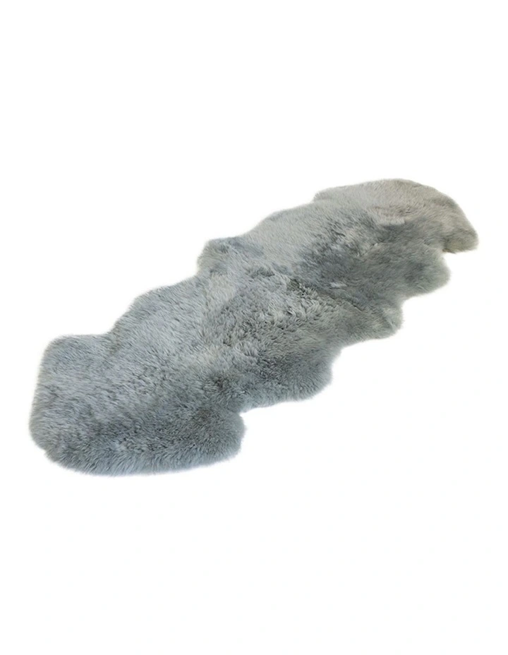 Long Wool Sheepskin Rug Double in Silver Grey image 1