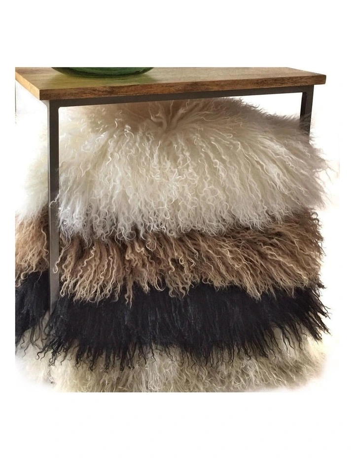 Naturally Sheepskins Long Wool Mongolian Sheepskin Cushion Cover In