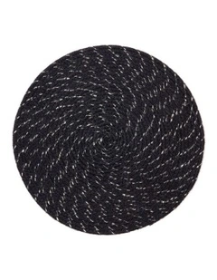 Round Jute Placemat Set of 4 in Black