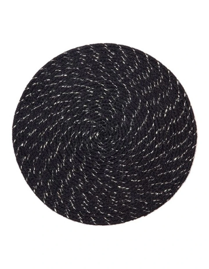 Round Jute Placemat Set of 4 in Black image 1