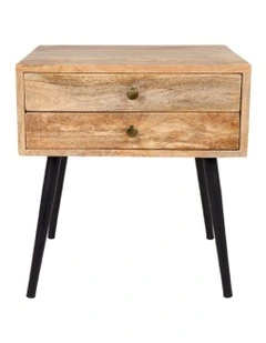 Modern Rectangle Storage Side Table in Natural