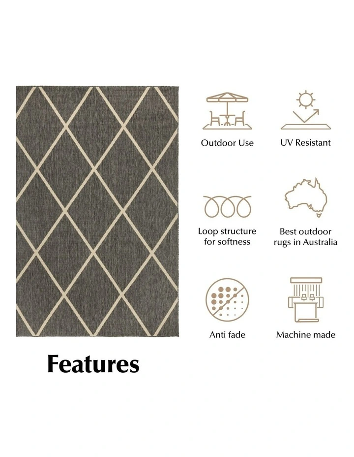 Polypropylene Outdoor Rug in Tucson Grey image 5