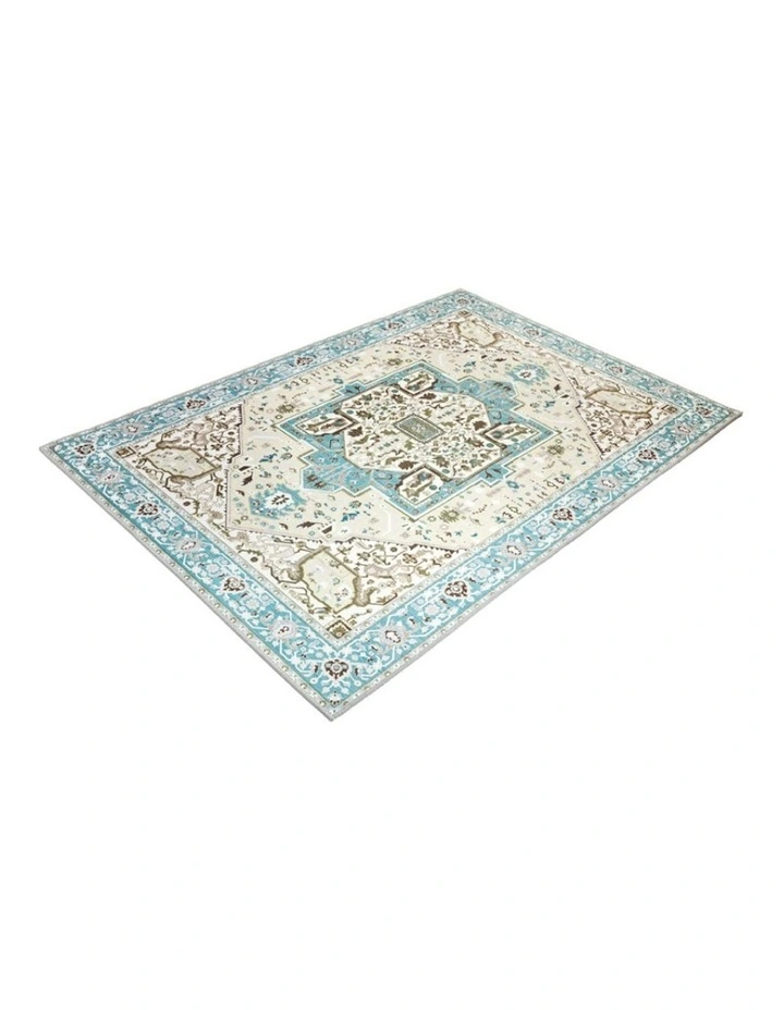 Noor Traditional Nonslip Rug in Blue image 2
