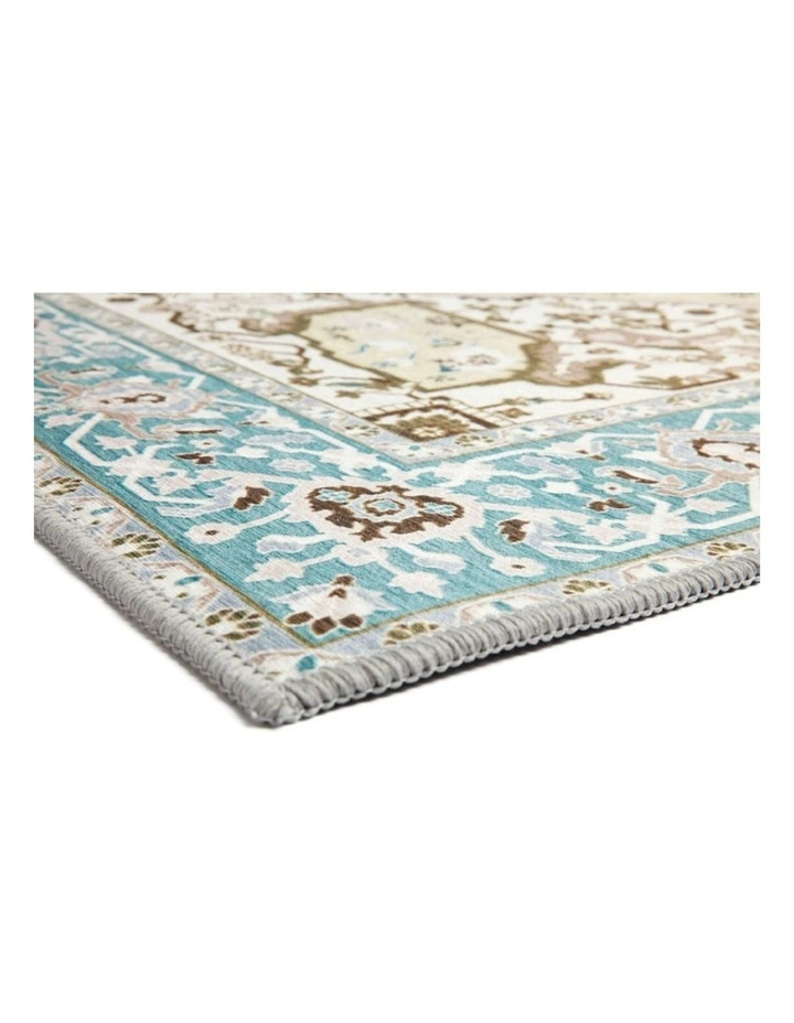 Noor Traditional Nonslip Rug in Blue image 3